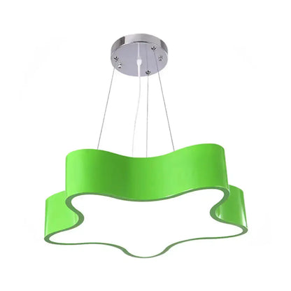 Green wavy ribbon LED pendant light with chrome ceiling mount decorative home lighting on Tampa Home & Garden Store