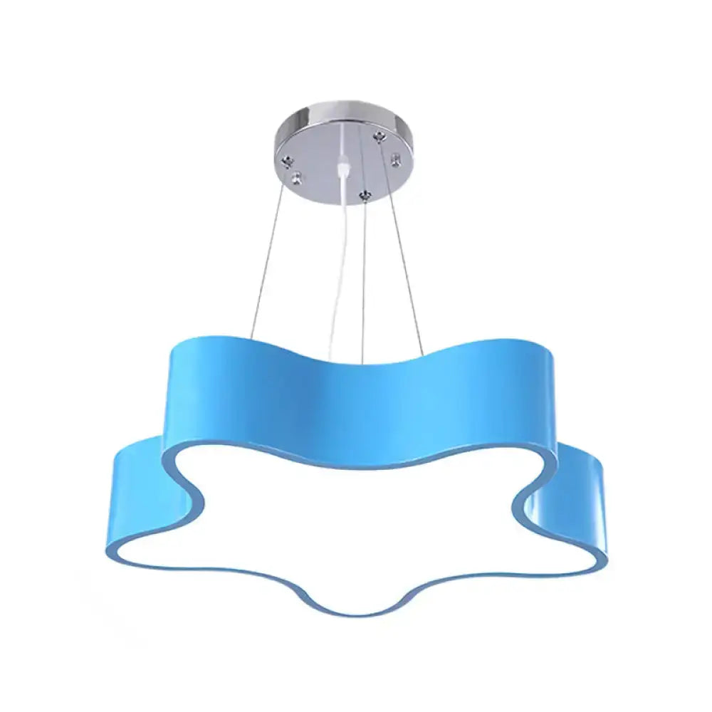 Pendant light blue LED wavy star with chrome canopy Decorbites on Tampa Home & Garden Store