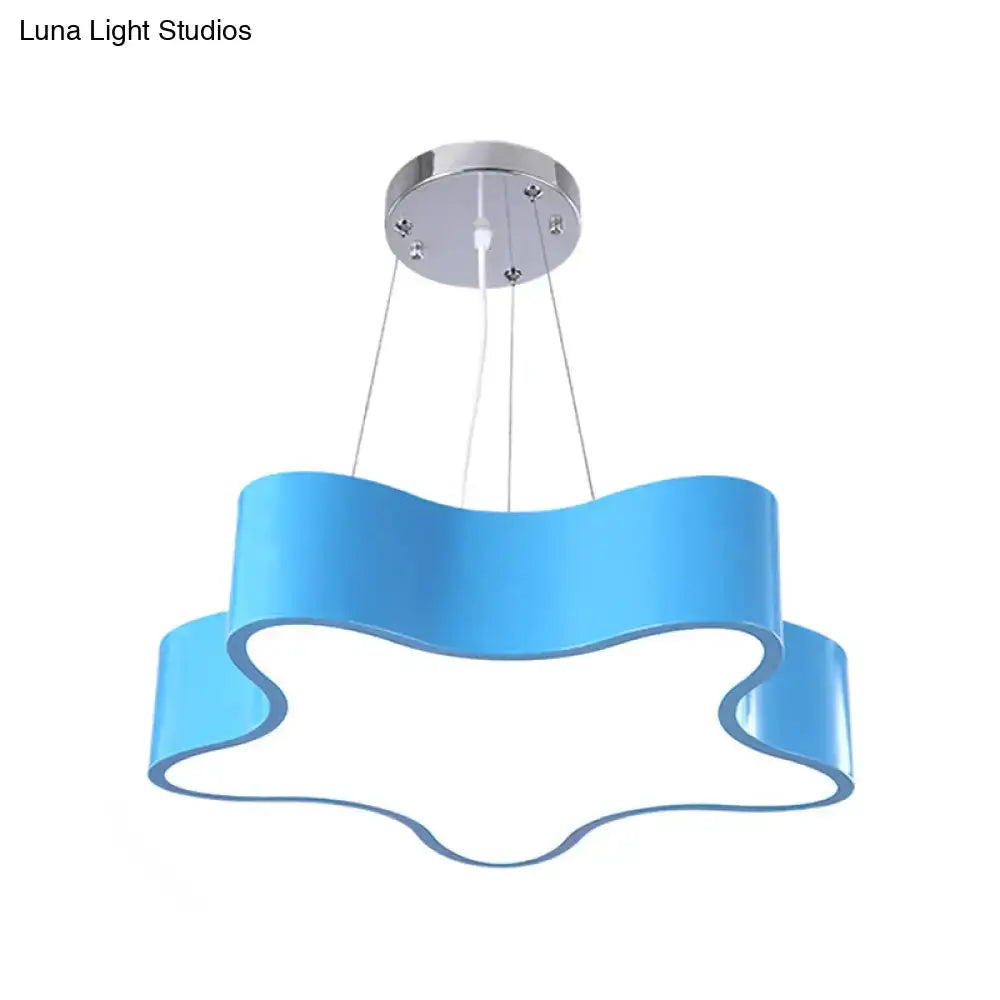 Blue wavy ribbon star pendant LED ceiling light by Decorbites for kids rooms on Tampa Home & Garden Store
