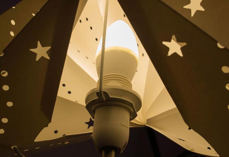 ST125090AYC desk lamp Stevvex with paper star shade and warm LED light on Tampa Home & Garden Store