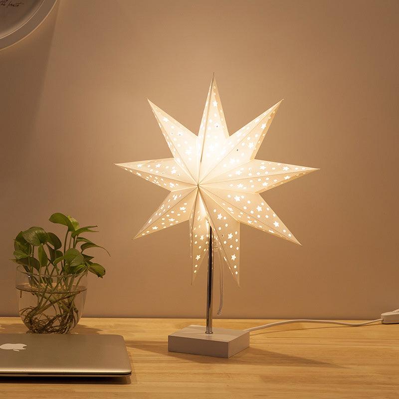 Desk lamp & plant Stevvex ST125090AYC modern retro LED star paper lamp with wood stem for desk on Tampa Home & Garden Store