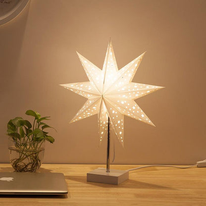 Desk lamp & plant Stevvex ST125090AYC modern retro LED star paper lamp with wood stem for desk on Tampa Home & Garden Store