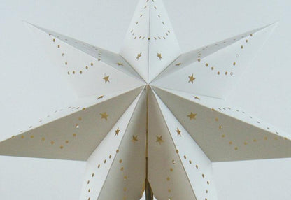 Desk lamp Stevvex LED paper star lamp in white with star cutouts and dotted accents on Tampa Home & Garden Store