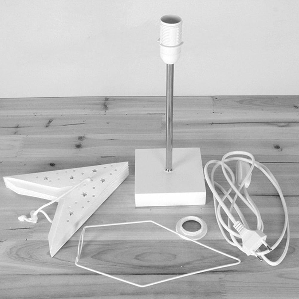 Modern Retro LED Desk Lamp by Stevvex with white square base and star shade on Tampa Home & Garden Store