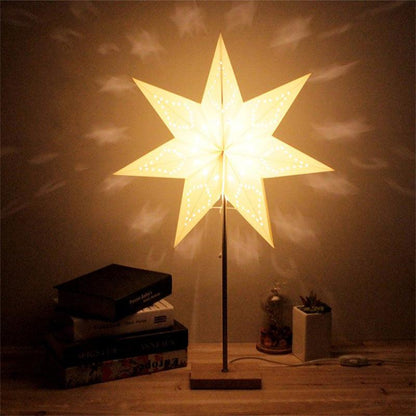 Modern Retro LED Table Lamp Star Paper Lantern on wooden stand warm white LEDs by Stevvex on Tampa Home & Garden Store