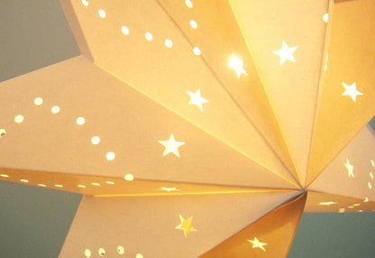 Desk lamp Stevvex Modern Retro Led Paper Star wood lamp with star cutouts, warm glow on Tampa Home & Garden Store
