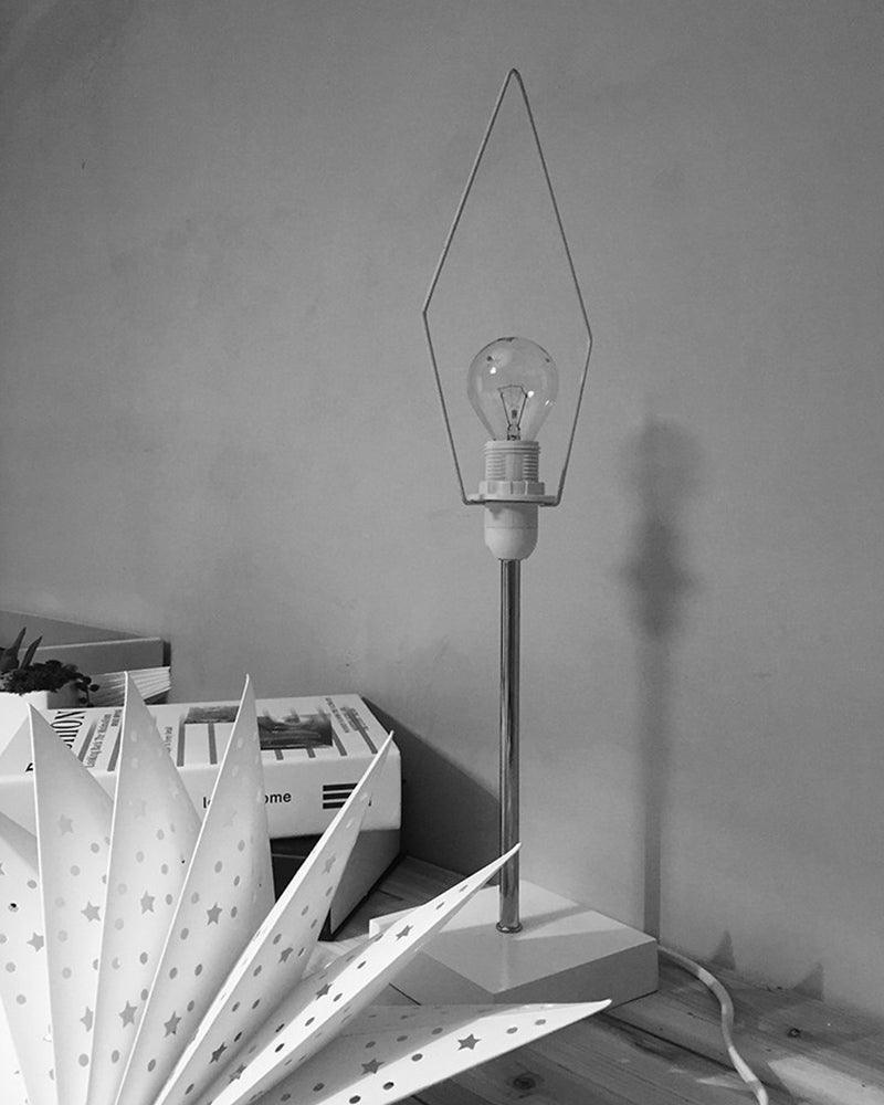 Stevvex desk lamp modern retro LED with metal frame around a clear bulb on slim stem on Tampa Home & Garden Store