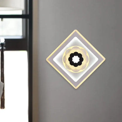 White Black Rhombus Sconce by Decorbites, layered diamond wall light with gold trim on Tampa Home & Garden Store