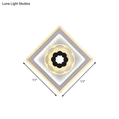 White Black Rhombus Sconce by Decorbites with gold diamond frames and black floral center 11in on Tampa Home & Garden Store