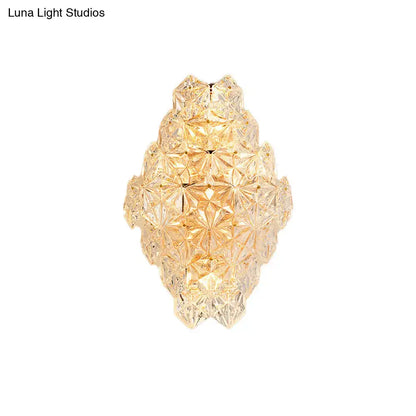 Clear crystal wall sconce direct-wired modern with warm gold-toned facets by Decorbites on Tampa Home & Garden Store