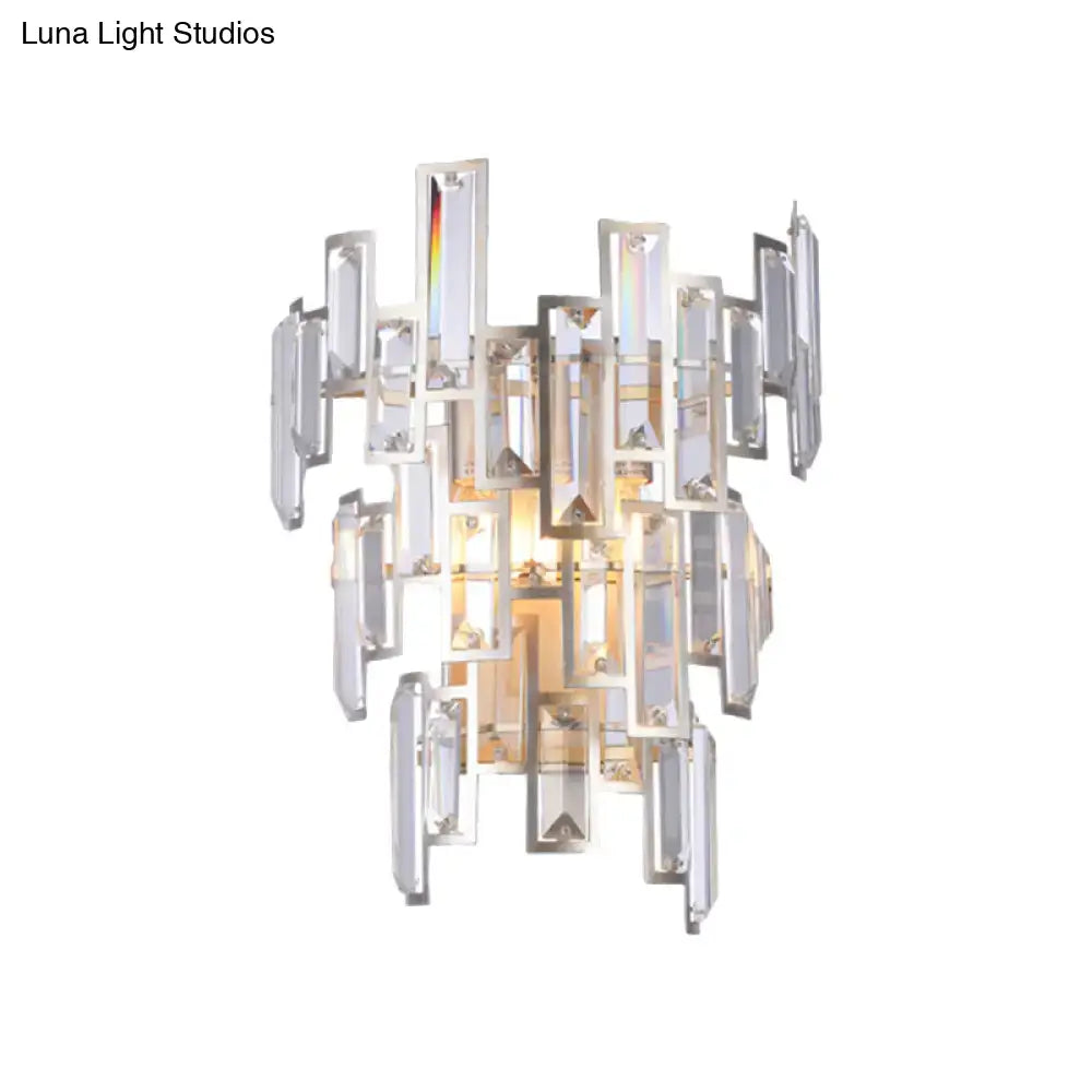 Rose Gold Crystal Wall Lamp by Decorbites, wall sconce with rectangular crystal prisms on Tampa Home & Garden Store