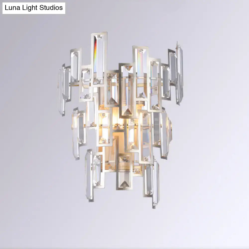 Rose Gold Crystal Wall Lamp with geometric rectangular prisms on Tampa Home & Garden Store