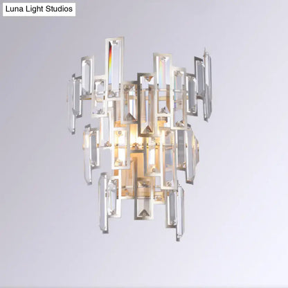 Rose Gold Crystal Wall Lamp with geometric rectangular prisms on Tampa Home & Garden Store