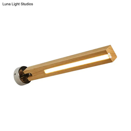 Beige wood wall light with elongated beam and warm LED strip on Tampa Home & Garden Store