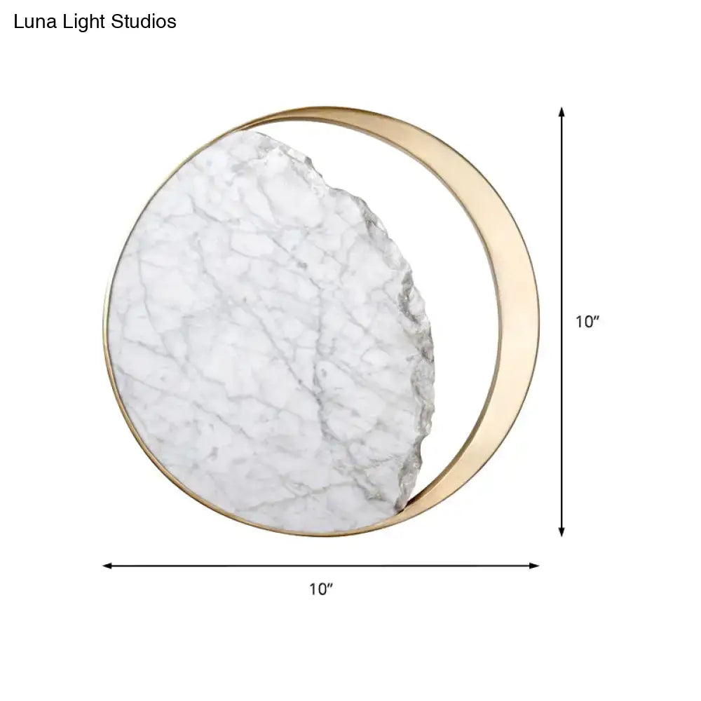 White Marble Wall Sconce with gold ring and ambient LED glow, 10-inch by Decorbites on Tampa Home & Garden Store