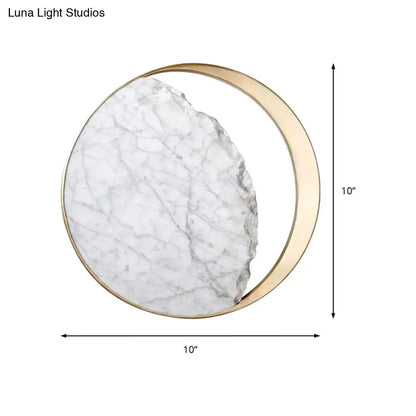 White Marble Wall Sconce with gold ring and ambient LED glow, 10-inch by Decorbites on Tampa Home & Garden Store