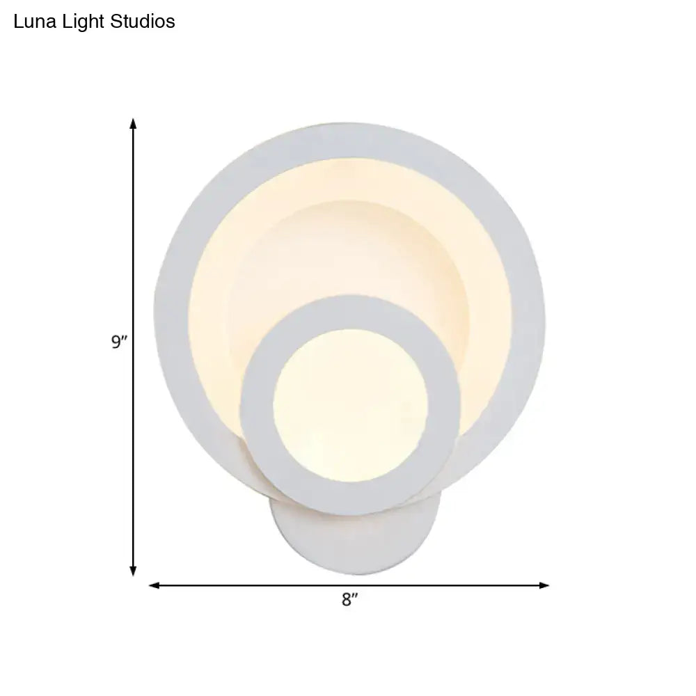White LED wall light by Decorbites with circular rings, warm glow 9x8 in on Tampa Home & Garden Store