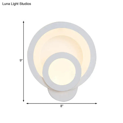 White LED wall light by Decorbites with circular rings, warm glow 9x8 in on Tampa Home & Garden Store