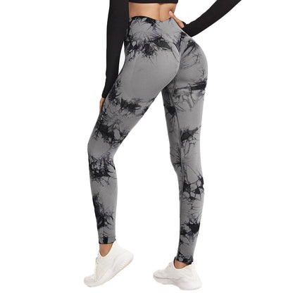 Stevvex high-waist leggings gray black tie-dye for fitness gym workout on Tampa Home & Garden Store