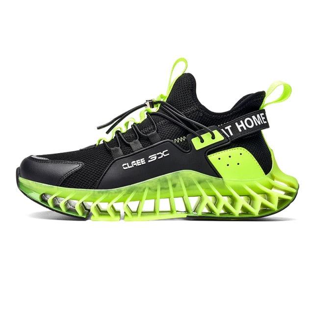 Modern Stevvex running shoes for men black neon green breathable mesh athletic sneakers on Tampa Home & Garden Store
