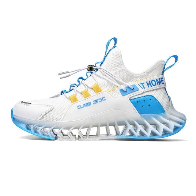 Modern running shoe Stevvex white and blue blade non-slip sneaker for men on Tampa Home & Garden Store