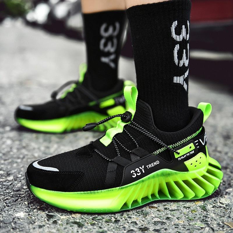 Running shoes Stevvex men's athletic black with lime blade sole pair on Tampa Store on Tampa Home & Garden Store