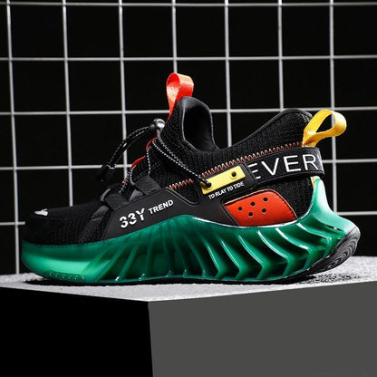 Modern running shoes men Stevvex black mesh upper with green sole athletic non-slip on Tampa Home & Garden Store