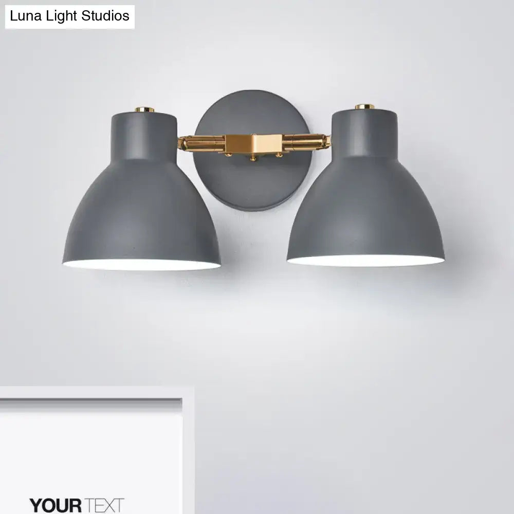 Decorbites Sage Gray Wall Sconce with dual matte gray shades and brass accent on Tampa Home & Garden Store