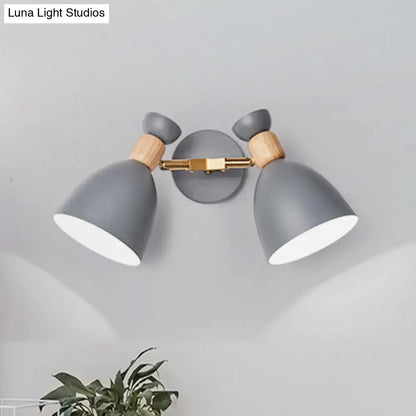 Sage Gray Wall Sconce with dual gray shades, wood accents and gold hardware by Decorbites on Tampa Home & Garden Store