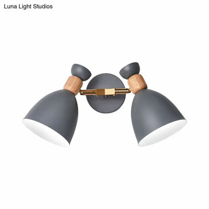 Decorbites Sage Gray Wall Sconce with dual gray shades and wood accents brass mount on Tampa Home & Garden Store