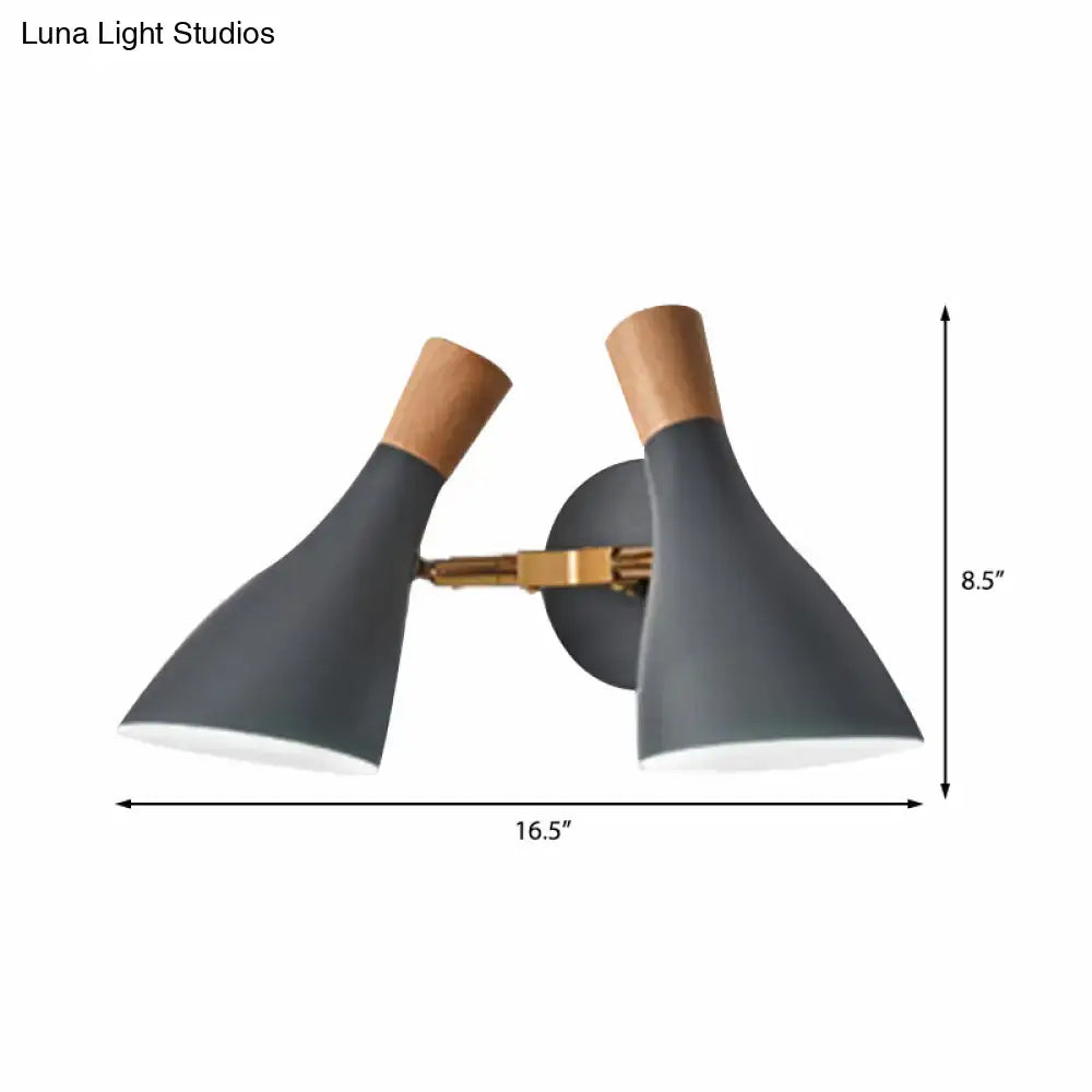 Sage Gray Wall Sconce by Decorbites with conical shades and brass mount on Tampa Home & Garden Store