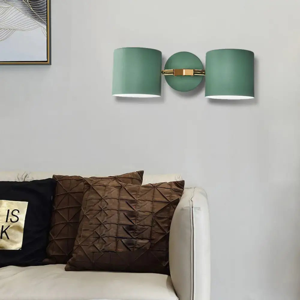 Sage Gray Wall Sconce with dual green shades and brass mount on Tampa Home & Garden Store