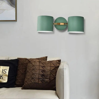 Sage Gray Wall Sconce with dual green shades and brass mount on Tampa Home & Garden Store