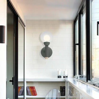 Sage Macaron Wall Sconce gray matte metal with white globe by Decorbites, home & garden on Tampa Home & Garden Store