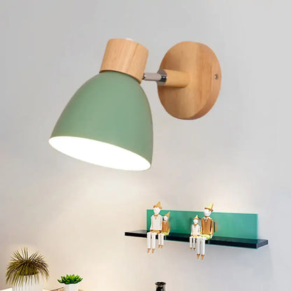 Sage wood wall light with green shade and natural wood mount Decorbites on Tampa Home & Garden Store