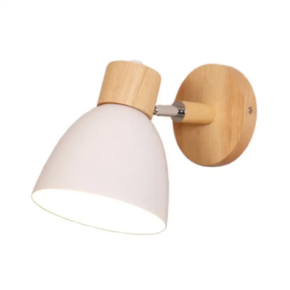 Sage Wood Wall Light by Decorbites, wall-mounted with white shade and natural wood finish on Tampa Home & Garden Store