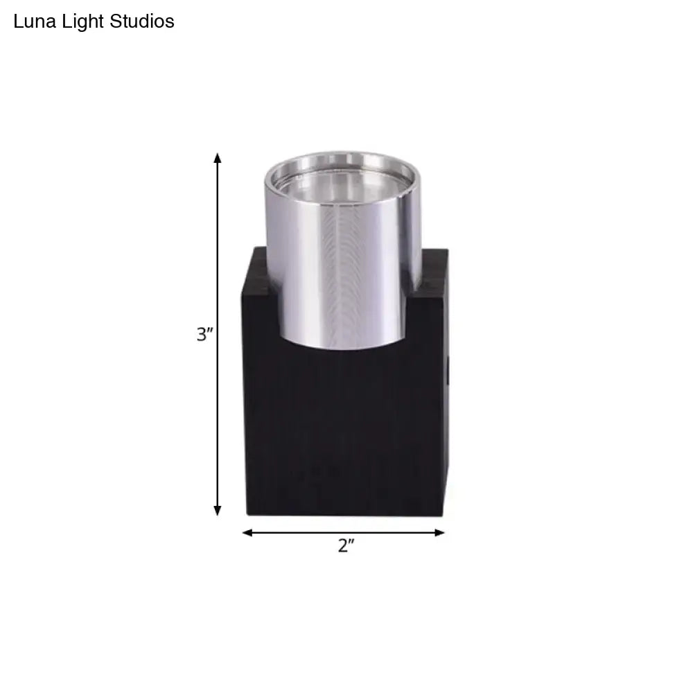 Silver aluminum wall light with black rectangular base, 3 in tall, 2 in wide Decorbites on Tampa Home & Garden Store