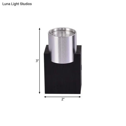 Silver aluminum wall light with black rectangular base, 3 in tall, 2 in wide Decorbites on Tampa Home & Garden Store