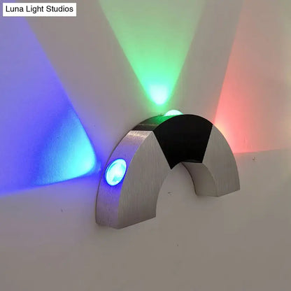 Industrial RGB LED Wall Sconce by Decorbites, brushed metal mount with blue, green and red light on Tampa Home & Garden Store