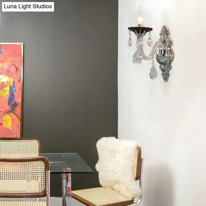 Silver Crystal Wall Sconce Dual-Head Drops by Decorbites with crystal prisms and chrome on Tampa Home & Garden Store