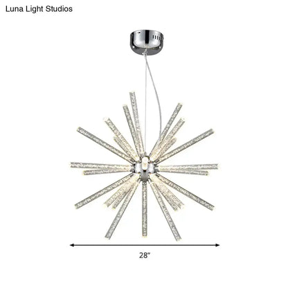 Modern silver crystal starburst chandelier pendant light 28in diameter Decorbites on Tampa Home & Garden Store