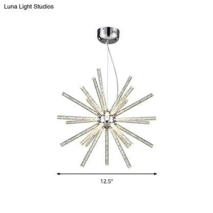 Decorbites modern silver crystal starburst chandelier pendant light 12.5in for dining room on Tampa Home & Garden Store