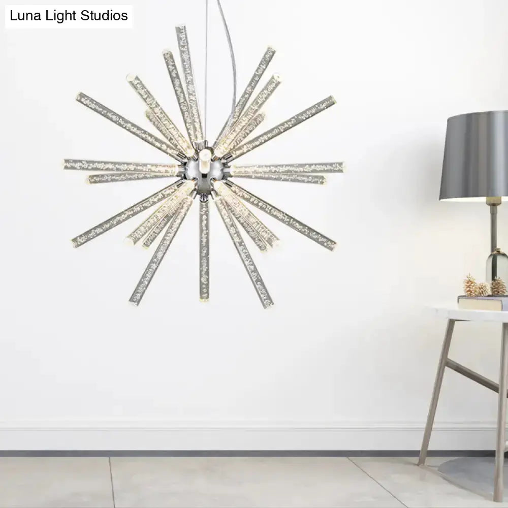 Modern silver crystal starburst chandelier pendant light for dining room on Tampa Home & Garden Store