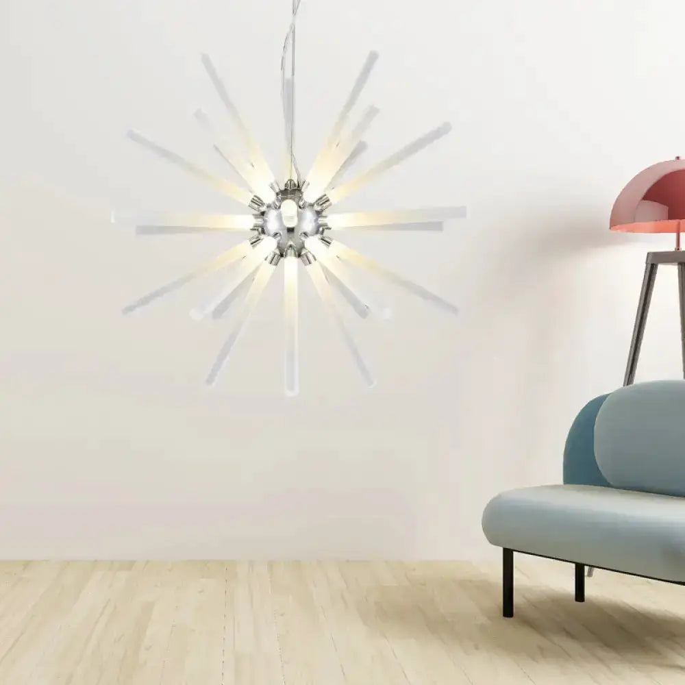Modern silver crystal starburst chandelier pendant light by Decorbites for dining room on Tampa Home & Garden Store