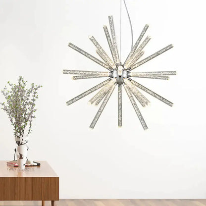 Decorbites modern silver crystal starburst chandelier pendant light on Tampa Home & Garden Store