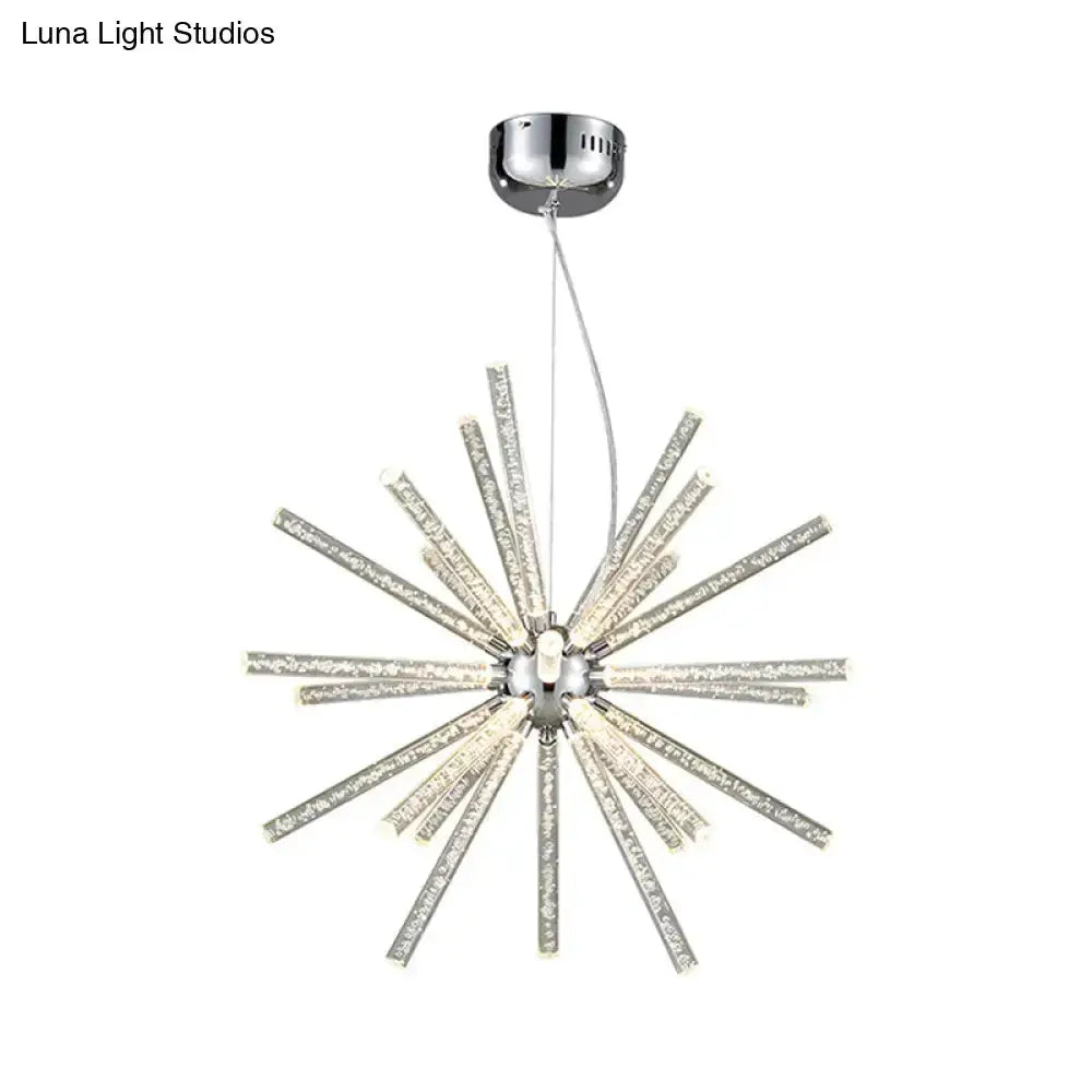 Starburst crystal chandelier pendant light in silver with radiating metal spokes Decorbites on Tampa Home & Garden Store