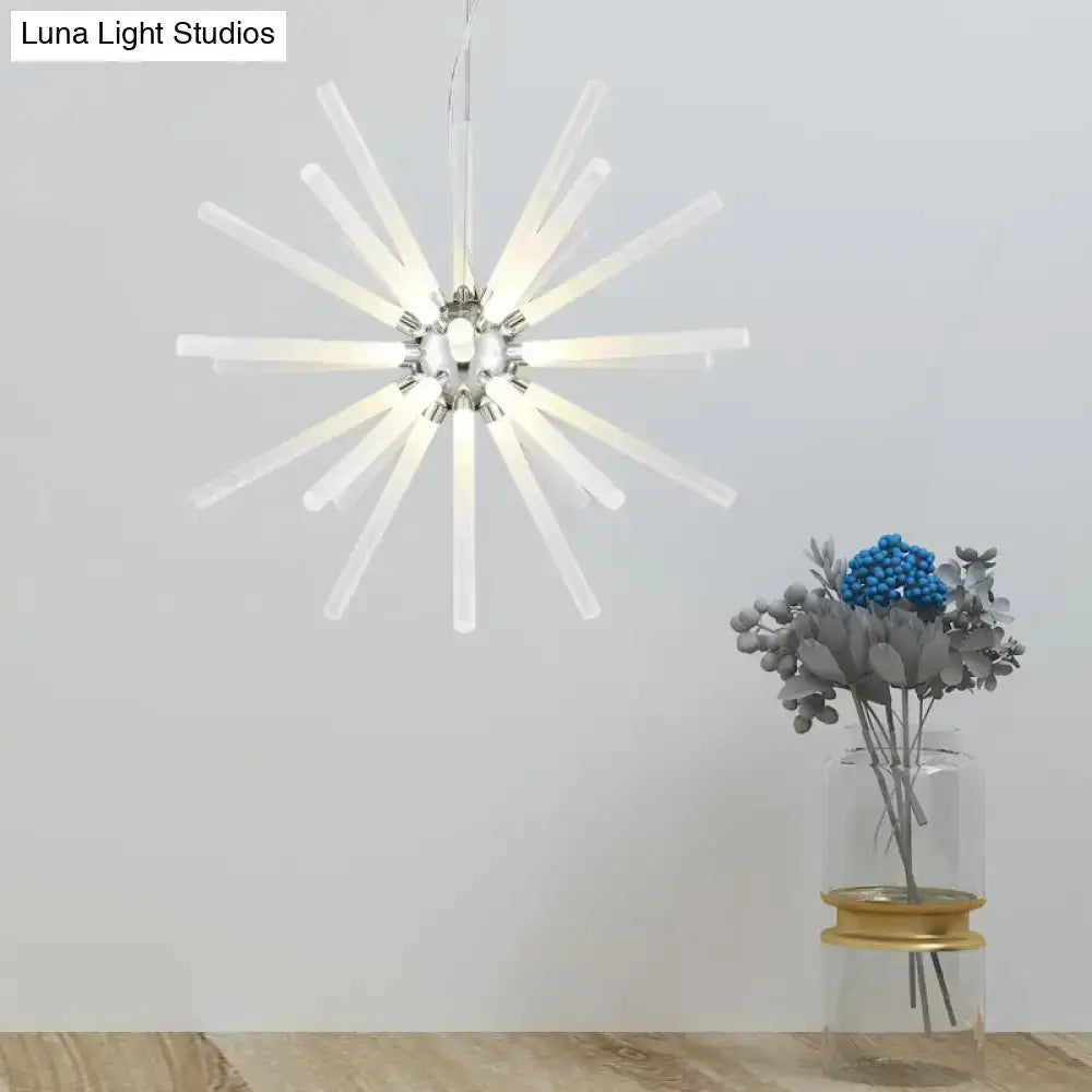 Modern silver crystal starburst chandelier pendant light for dining room by Decorbites on Tampa Home & Garden Store