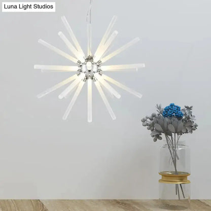Modern silver crystal starburst chandelier pendant light for dining room by Decorbites on Tampa Home & Garden Store