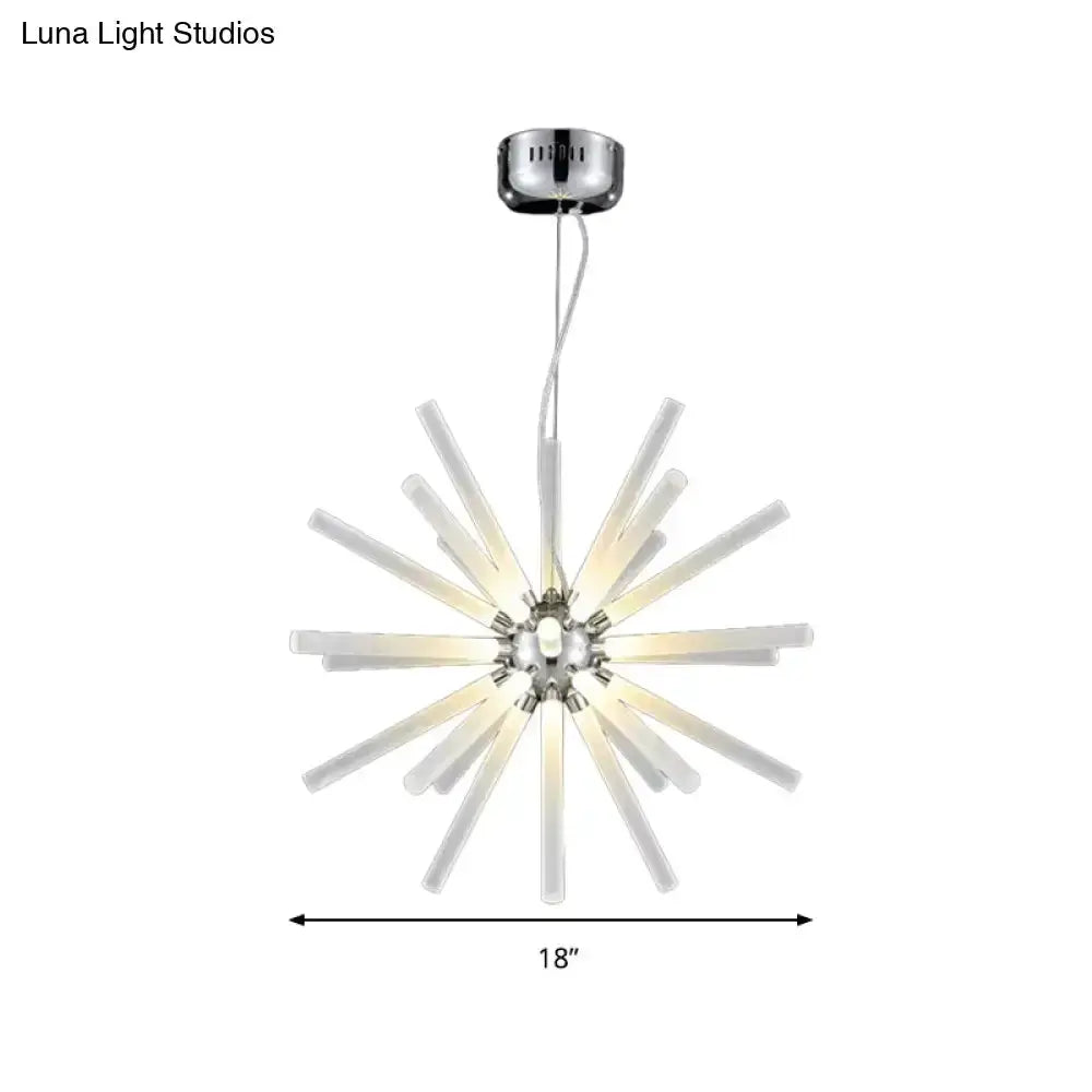 Modern silver crystal starburst chandelier pendant light, 18in diameter, Decorbites on Tampa Home & Garden Store