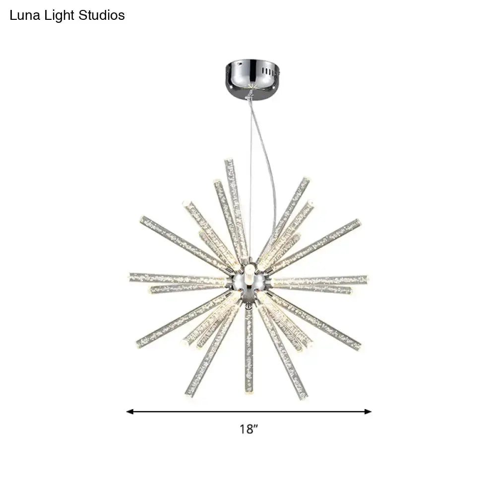 Modern silver crystal starburst chandelier pendant light 18-inch diameter Decorbites on Tampa Home & Garden Store
